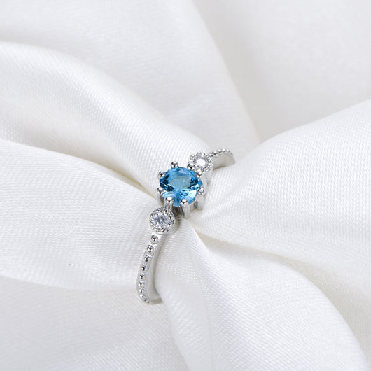 Anillos de Diamantes de Imitación Azul Océano para Mujer - Oro y Plata Bohemios - Image 3