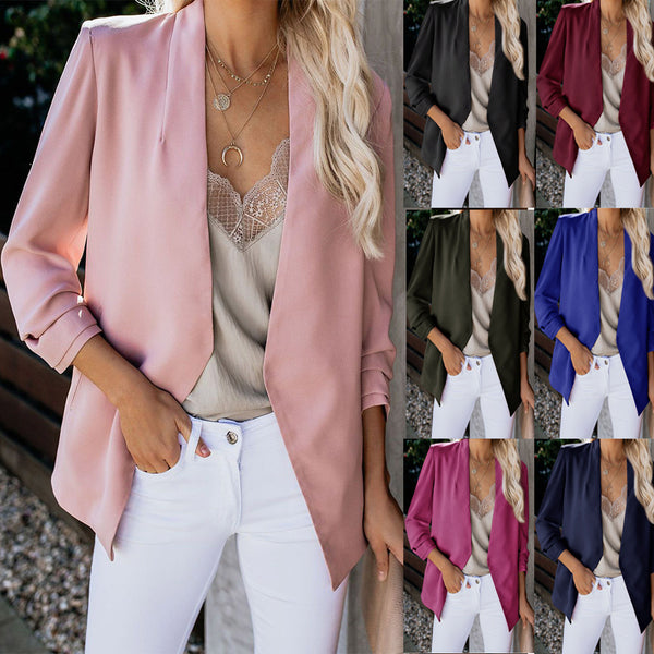Blazer Minimalista de Manga Larga en Colores Sólidos