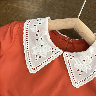Vestido Infantil Elegante con Cuello de Encaje - Image 7