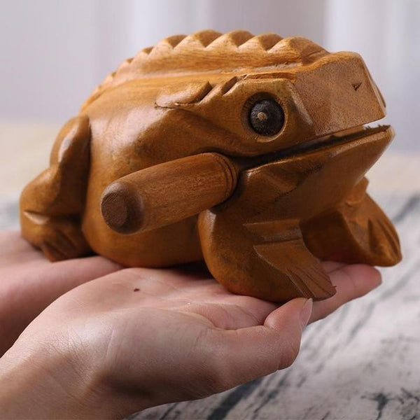 Guiro de Rana de Madera con Raspador de Percusión