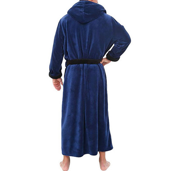 Bata de Baño Hombre Franela con Capucha Acolchada Invierno