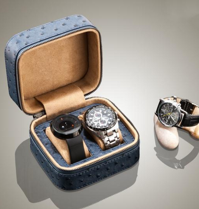 Estuche Portátil para Reloj en Cuero de Avestruz con Cierre y Asa de Viaje - Image 12