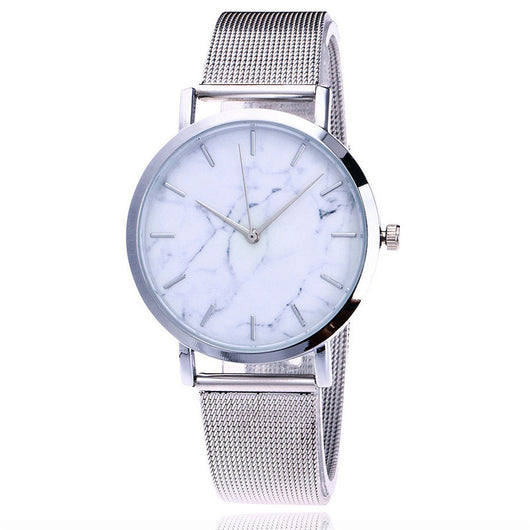 Reloj de Moda para Mujer con Malla Plateada y Dorada, Diseño Mármol Creativo - Image 12