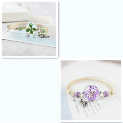 Pulsera Esfera de Cristal con Flores Secas - Diente de León y Estrellas - Image 36