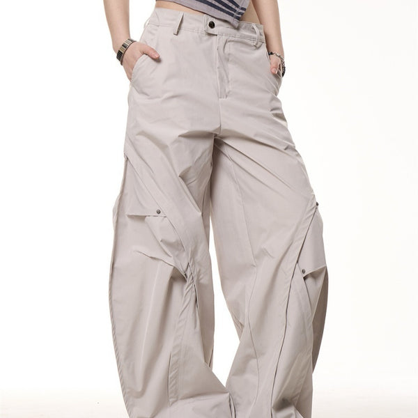 Pantalón Ancho Plisado Retro Funcional