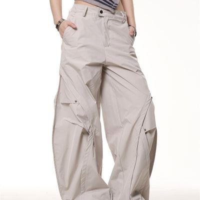 Pantalón Ancho Plisado Retro Funcional