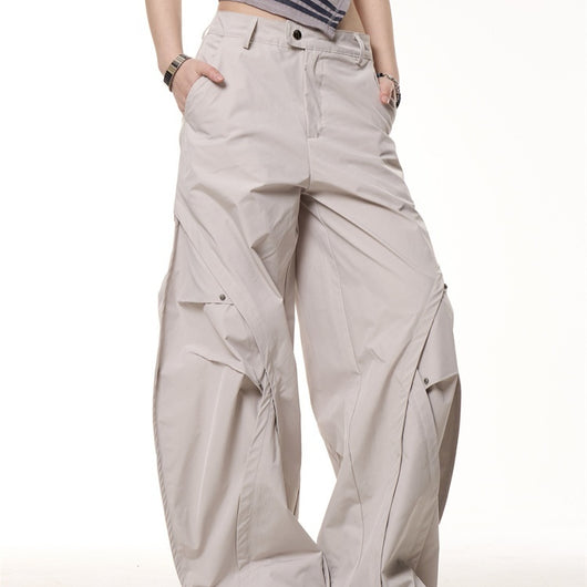 Pantalón Ancho Plisado Retro Funcional