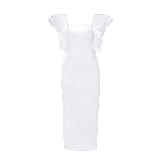 Vestido Club Ajustado con Mangas Volantes Mariposa - Image 15