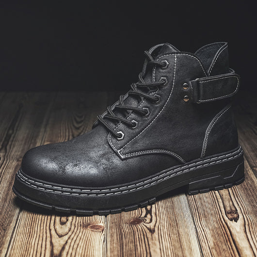 Botas de Trabajo Retro Clásicas Caña Alta Punta Redonda para Hombre - Image 4