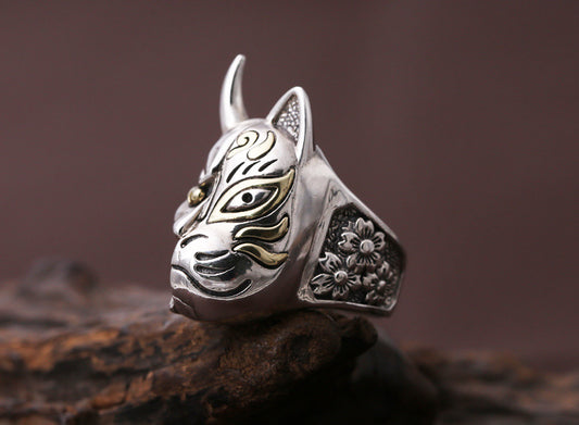 Anillo de Plata Esterlina 925 Máscara Prajna Tailandesa para Hombre - Image 2