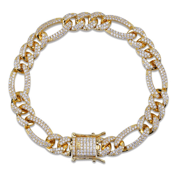 Pulsera Hip-Hop Candado Dorado con Baño de Oro