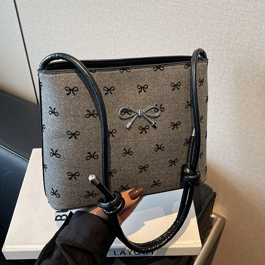 Bolsa Crossbody de Lona con Lunares y Moño Fashion - Image 7