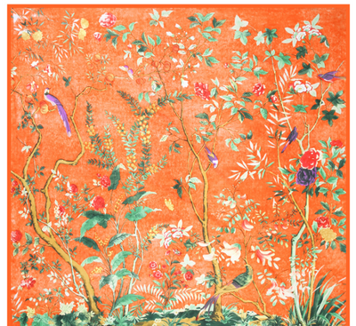 Pañuelo de Seda Twill Estampado Flores y Aves Jungle 130cm Protección Solar - Image 36