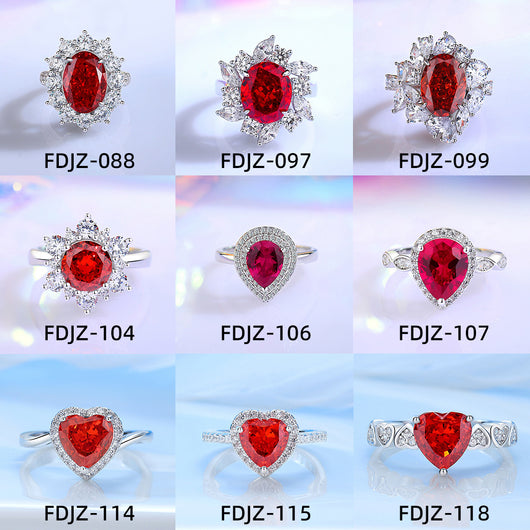 Anillo Vintage Rubí Rojo Sangre de Paloma con Diamante T Square en Plata 925