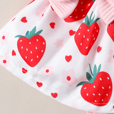 Enterizo Infantil Estampado Fresas con Moño sin Mangas para Verano - Image 10