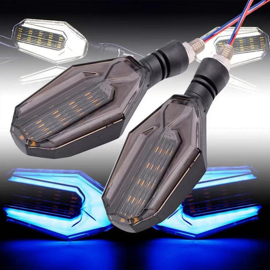 Direccionales LED Bicolor para Moto con Guía de Luz