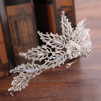 Corona Nupcial de Rhinestones Hoja Artesanal - Tocado Nupcial Exquisito - Image 3