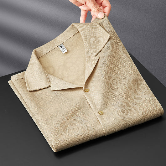 Camisa Jacquard Tejida Premium para Hombre, Manga Corta - Image 8
