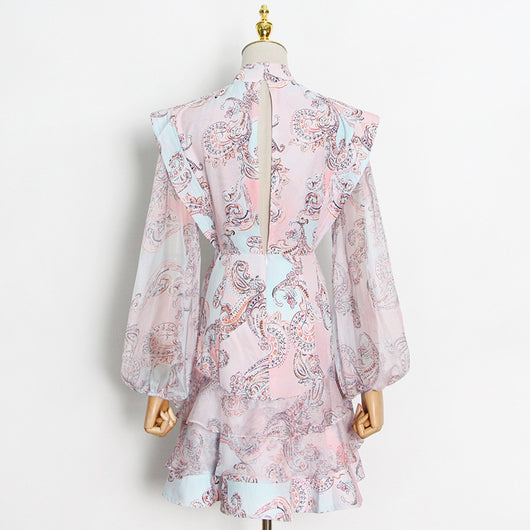Vestido Ejecutivo Mujer Cuello Alto Ajustado con Detalles en Malla - Image 2