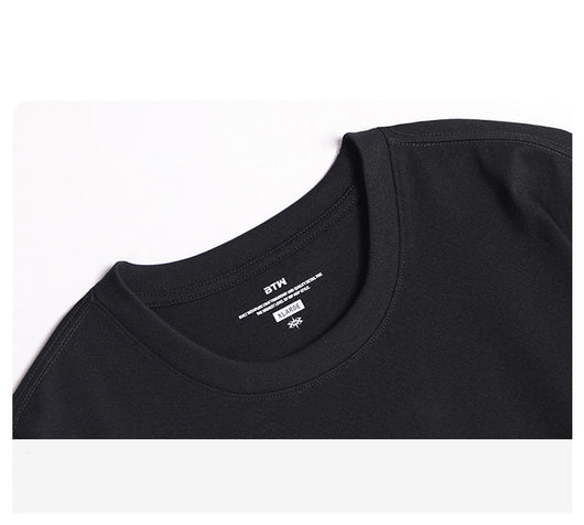 Camiseta Manga Corta de Cuero con Parches y Costuras Anchas para Hombre - Image 8
