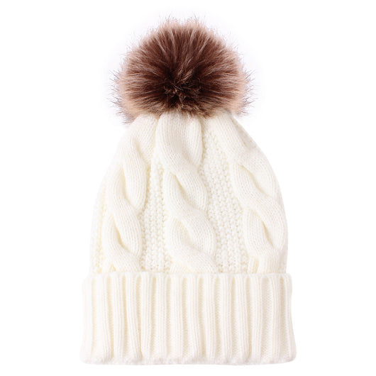 Gorro Tejido de Lana Gruesa con Pompón Abrigador para Mujer - Image 3
