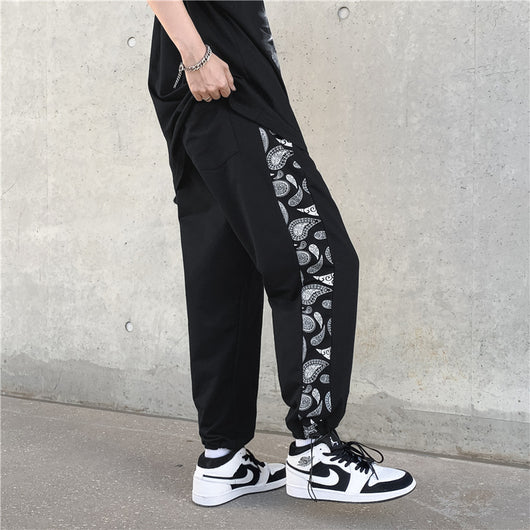 Pantalones Casual Retro Coreanos con Costura Floral y Cintura Ajustable