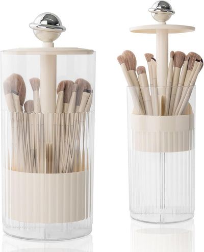Organizador de Brochas de Maquillaje con Tapa Transparente y Apertura Táctil