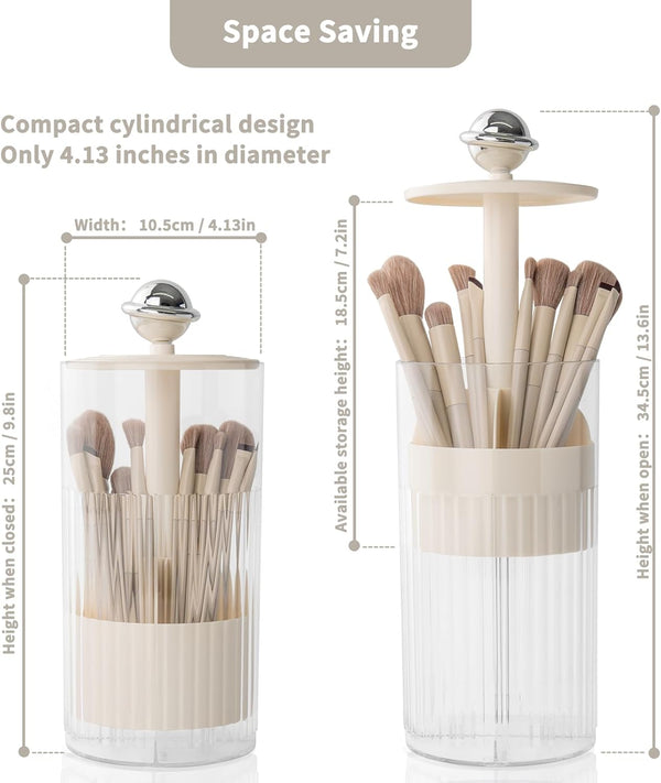 Organizador de Brochas de Maquillaje con Tapa Transparente y Apertura Táctil