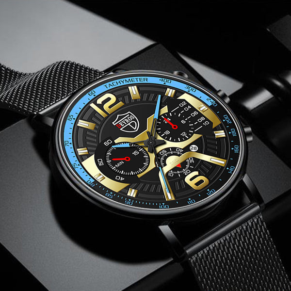 Reloj de Acero Inoxidable con Calendario para Hombre - Cuarzo Resistente