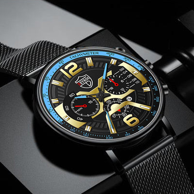 Reloj de Acero Inoxidable con Calendario para Hombre - Cuarzo Resistente