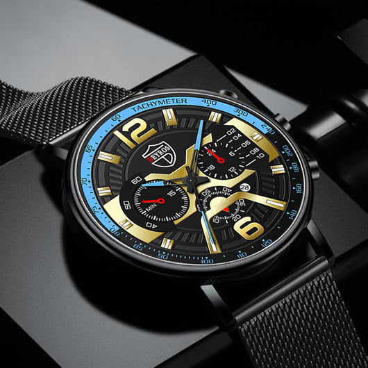 Reloj de Acero Inoxidable con Calendario para Hombre - Cuarzo Resistente