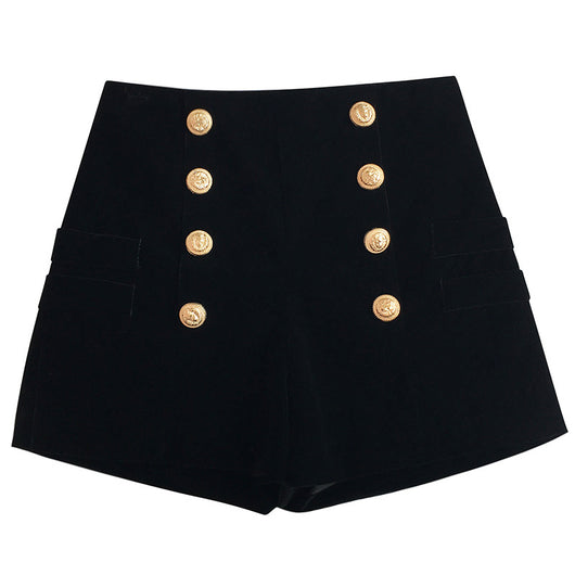 Shorts de Terciopelo Dorado Abotonados - Colección Otoño Invierno - Image 4