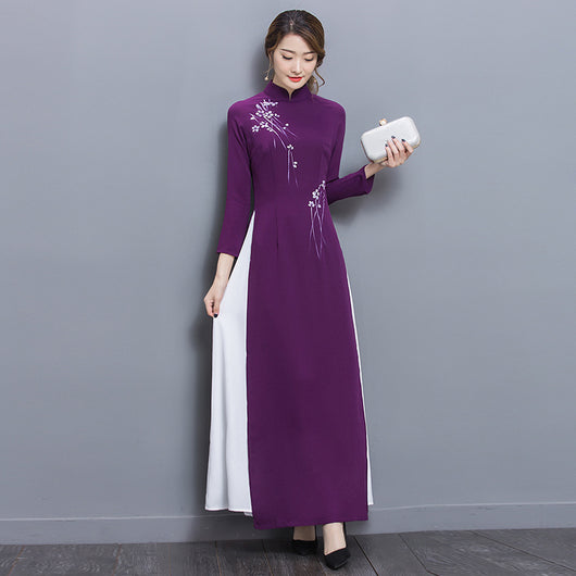 Vestido Cheongsam Largo Retro Elegante para Mujer - Estilo Tradicional Chino - Image 5