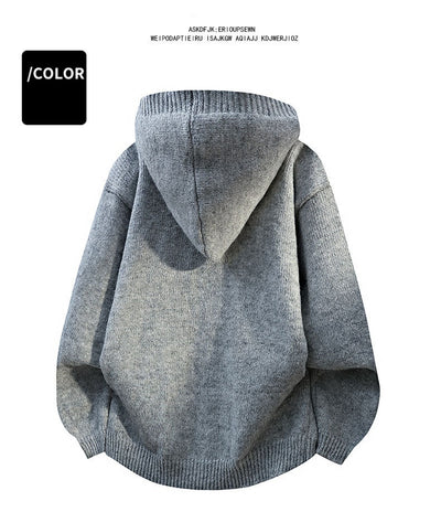 Cardigan Tejido Holgado con Capucha para Hombre - Image 14