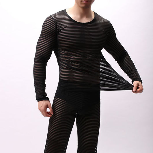 Camiseta Manga Larga a Rayas Talla Grande para Hombre - Image 7