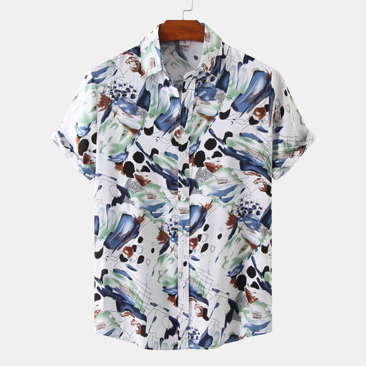 Camisa Floral de Solapa para Hombre - Manga Corta - Image 8