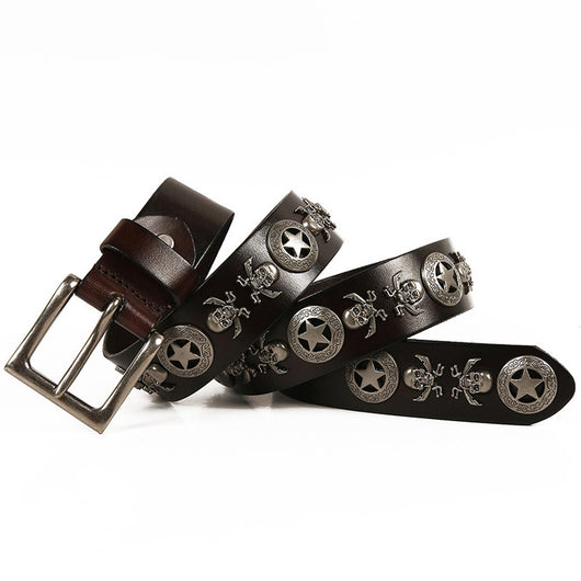 Cinturón de Cuero Unisex con Remaches - Estilo Versátil para Hombre y Mujer - Image 5