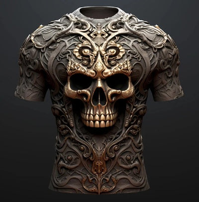 Playera Hip Hop 3D Calavera Estampado Europeo Tendencia Urbana - Image 10