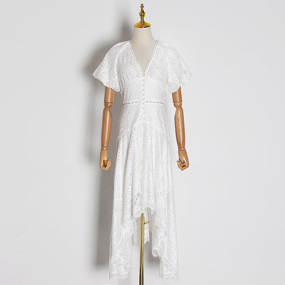 Vestido Elegante con Mangas Farol - Corto Adelante, Largo Atrás - Image 16