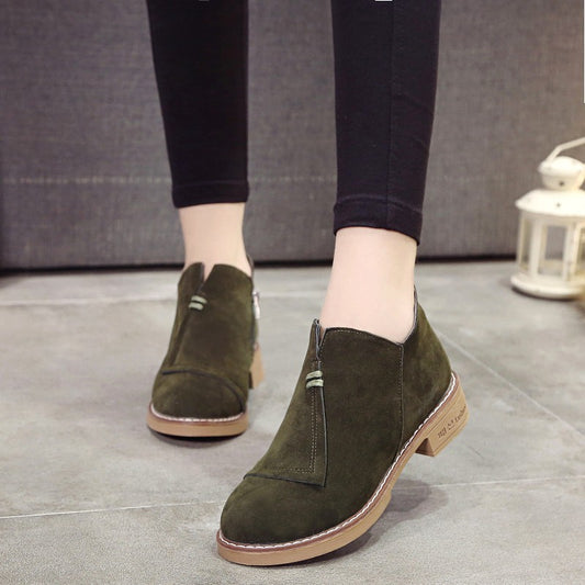 Botas Martin Cortas Mujer Estilo Británico Mate con Suela Gruesa