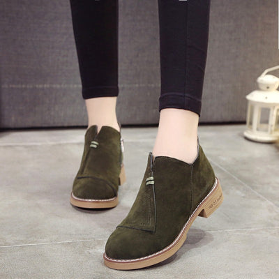 Botas Martin Cortas Mujer Estilo Británico Mate con Suela Gruesa
