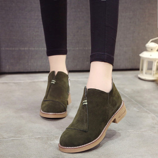 Botas Martin Cortas Mujer Estilo Británico Mate con Suela Gruesa
