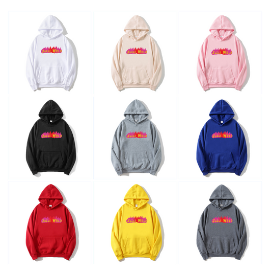 Sudadera con capucha estampado llamas oversize