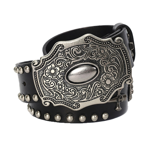 Cinturón Hip Hop con Hebilla Cráneo para Hombre - Estilo Personalidad