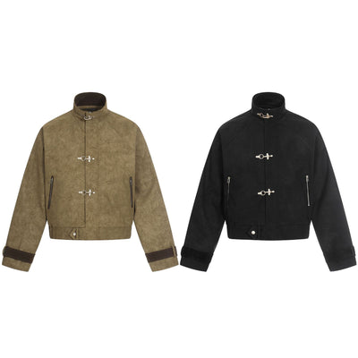 Chaqueta Casual Retro con Cuello Alto y Hebilla Aviador - Image 9