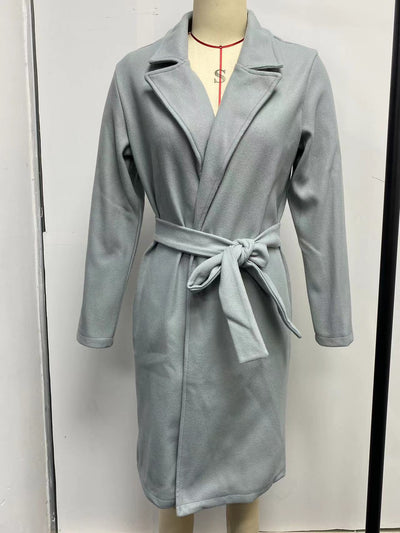 Abrigo de Lana para Mujer Cuello Polo Manga Larga Color Sólido Otoño Invierno - Image 25