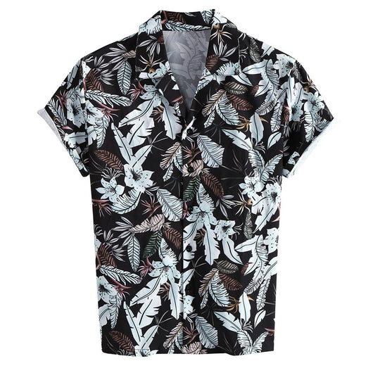 Camisa Manga Corta con Estampado de Hojas Pequeñas - Image 3