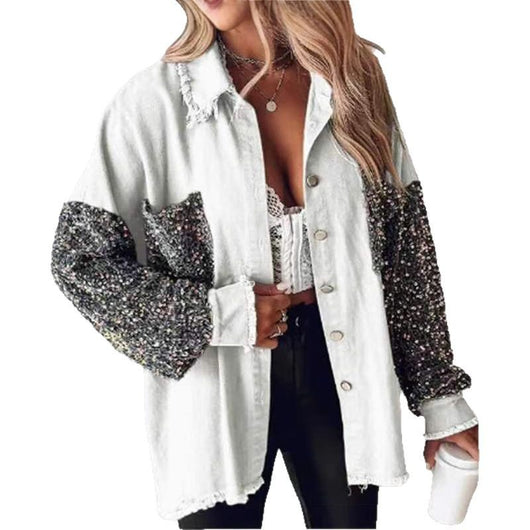 Camisa Denim Holgada con Lentejuelas y Borlas - Image 5