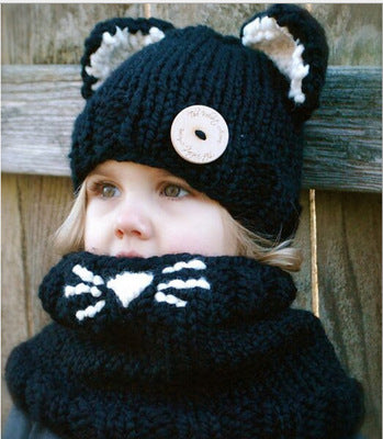 Gorros de Invierno Tejidos a Mano para Niñas con Bufanda Integrada Diseño Osito - Image 7