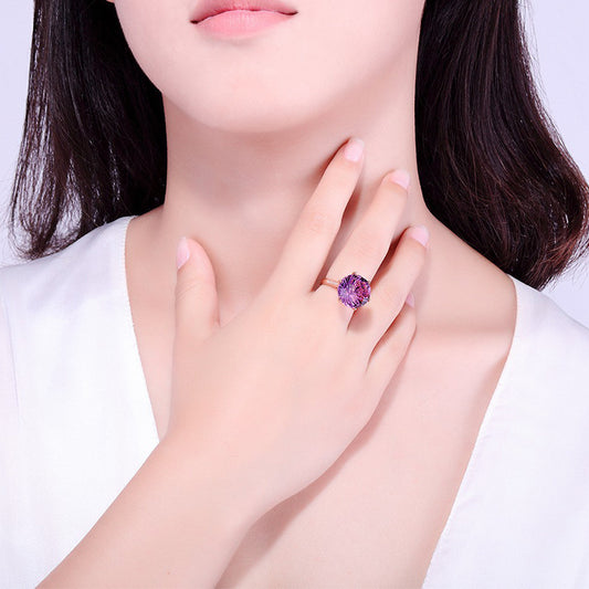 Anillo de Amatista con Diseño de Tortuga y Seis Garras